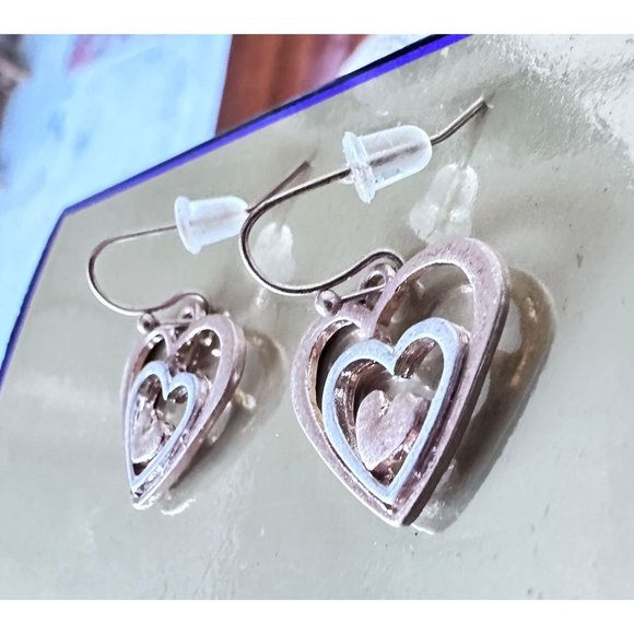 Handmade Heart Earrings  Valentine' s Open Cut Triple Designs Dangle Hoo… - Picture 7 of 12